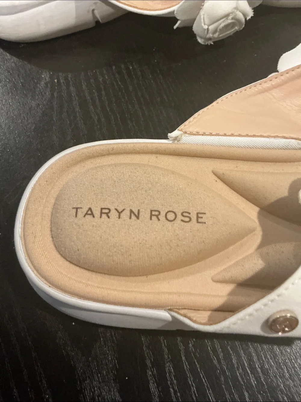White rose flip flops